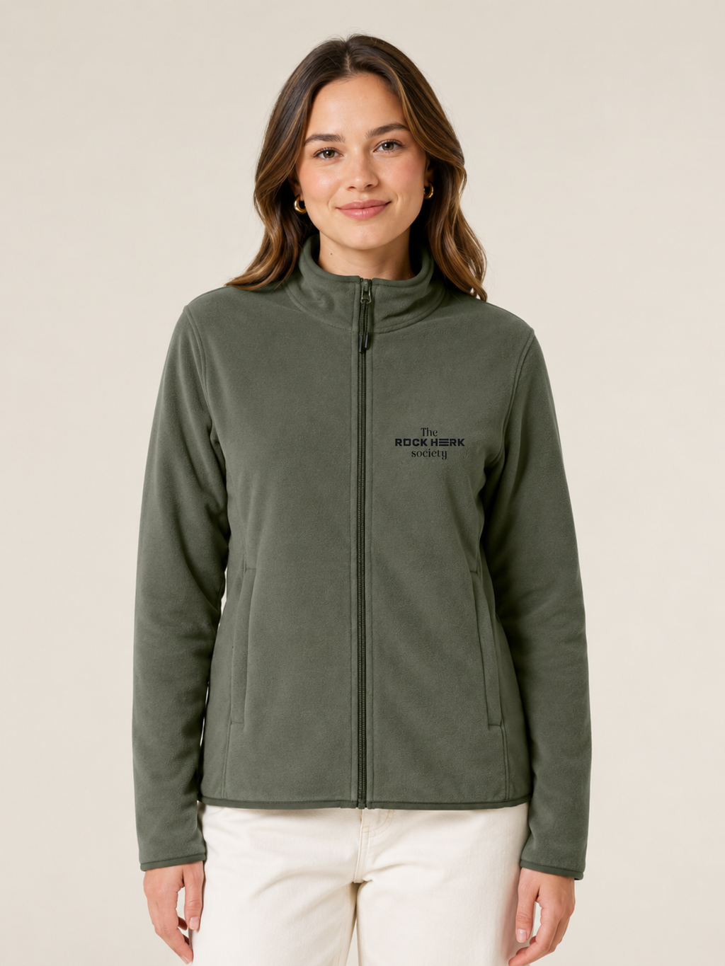 RH Society Fleece Jacket Women Khaki & Black